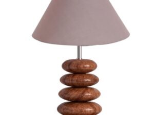 Upscale Table Lamp with Glass & Wooden Base | Elegant Night Light for Home & Room Decoration | Bedroom & Living Room Lighting | Multiple Designs - (Grey)