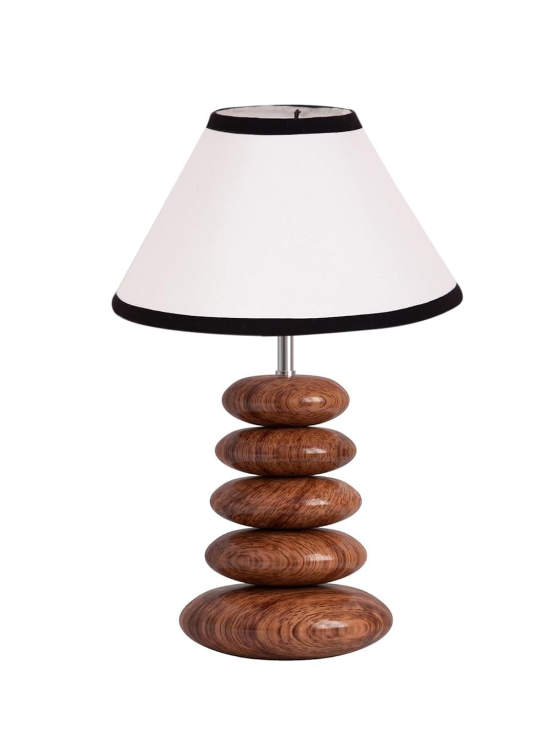 Upscale Table Lamp with Glass & Wooden Base | Elegant Night Light for Home & Room Decoration | Bedroom & Living Room Lighting | Multiple Designs - (White-Black)