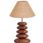 Upscale Table Lamp with Glass & Wooden Base | Elegant Night Light for Home & Room Decoration | Bedroom & Living Room Lighting | Multiple Designs – Beige