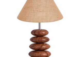 Upscale Table Lamp with Glass & Wooden Base | Elegant Night Light for Home & Room Decoration | Bedroom & Living Room Lighting | Multiple Designs - Beige