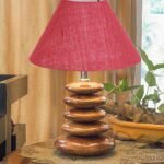 Upscale Table Lamp with Glass & Wooden Base | Elegant Night Light for Home & Room Decoration | Bedroom & Living Room Lighting | Multiple Designs – (Pink)