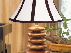 Stylish Glass Table Lamp | Durable Wooden Base Night Light for Bedroom & Living Room D�cor | Elegant Home Lighting Solution � Multicolor