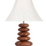 Sophisticated Glass Lamp | Decorative Wooden Base Light for Bedroom, Living Room & Home Lighting | Elegant Colors & Patterns � OffWhite