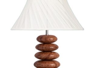 Sophisticated Glass Lamp | Decorative Wooden Base Light for Bedroom, Living Room & Home Lighting | Elegant Colors & Patterns � OffWhite