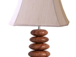 Upscale Table Lamp with Glass & Wooden Base | Elegant Night Light for Home & Room Decoration | Bedroom & Living Room Lighting | Multiple Designs - (Off-White)
