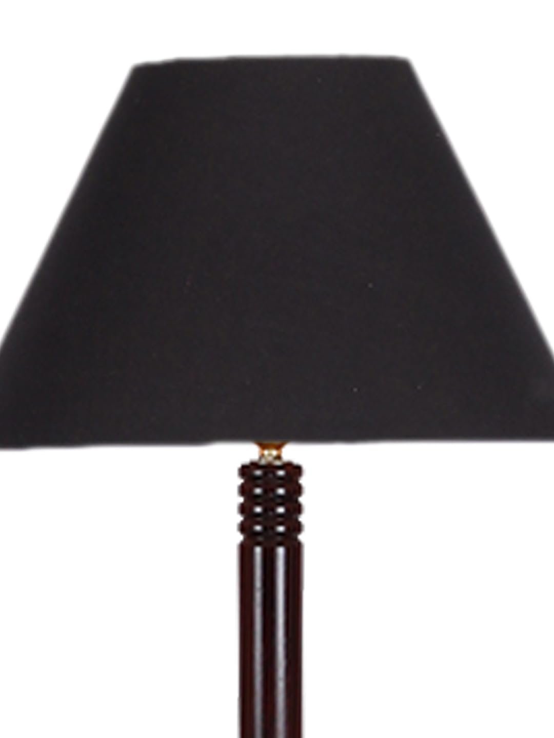 Black Cotton Conical Wooden Floor Lamp -21 (14x55.75inches) -Tripod Brown