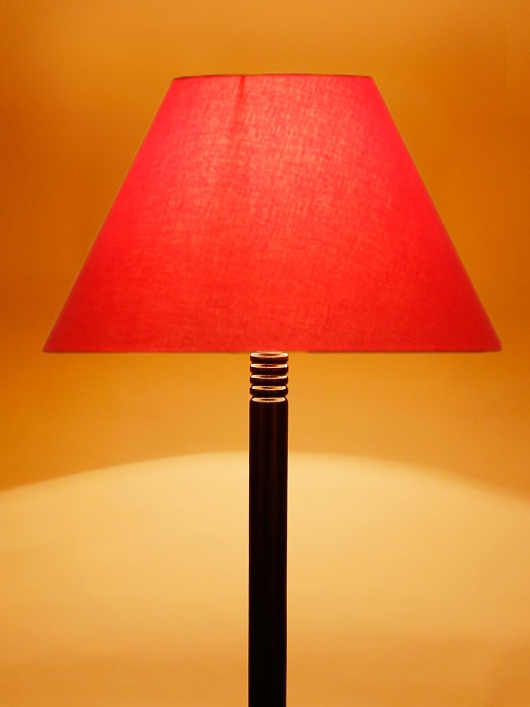Orange Cotton Conical Wooden Floor Lamp -23-(14x55.75inches) -Tripod Brown