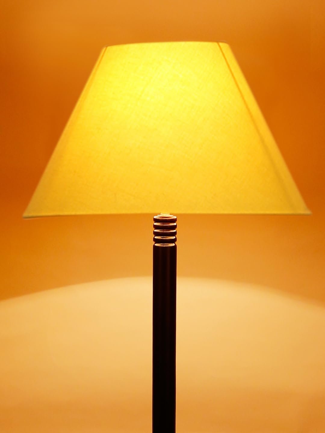 Yellow Cotton Conical Wooden Floor Lamp -24-(14x55.75inches) -Tripod Brown