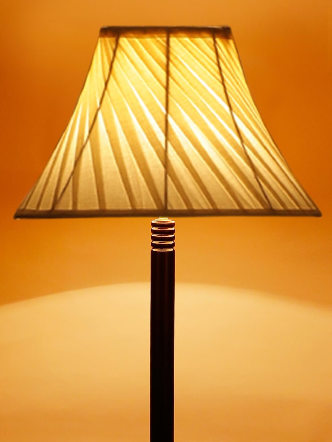 Cross Pleated Cotton Wooden Floor Lamp -43-(12x54.8inches)-Tripod Brown
