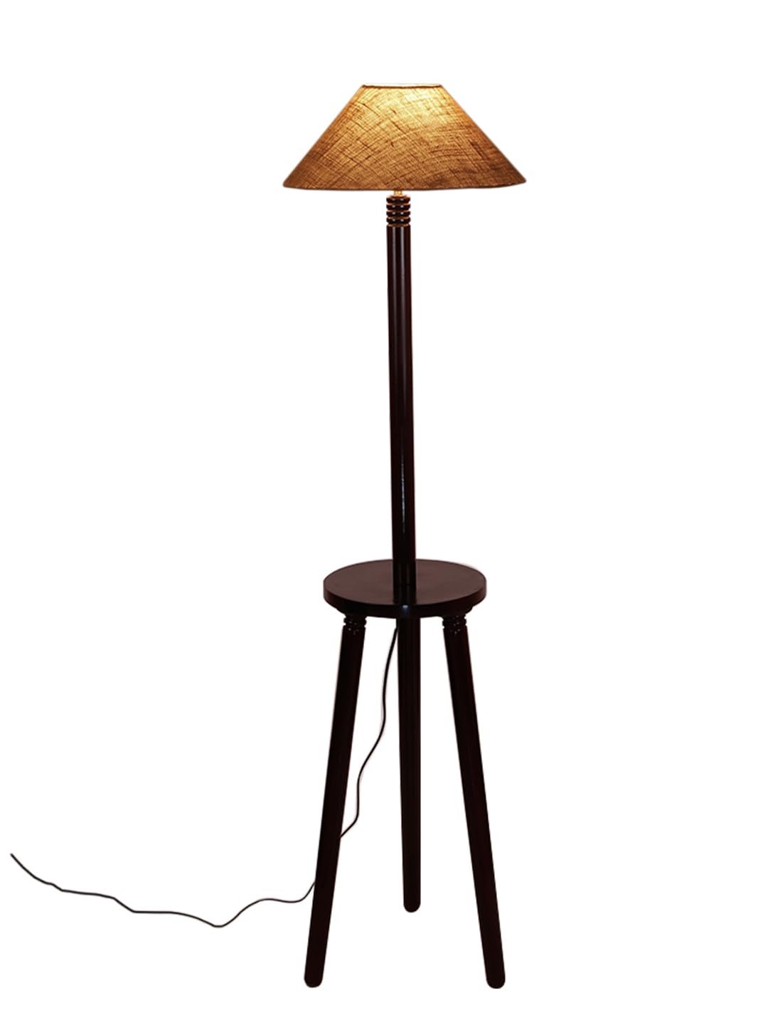 Beige Jute Coolie Floor Lamp -45-(13x53.75 Inches)-Tripod Brown