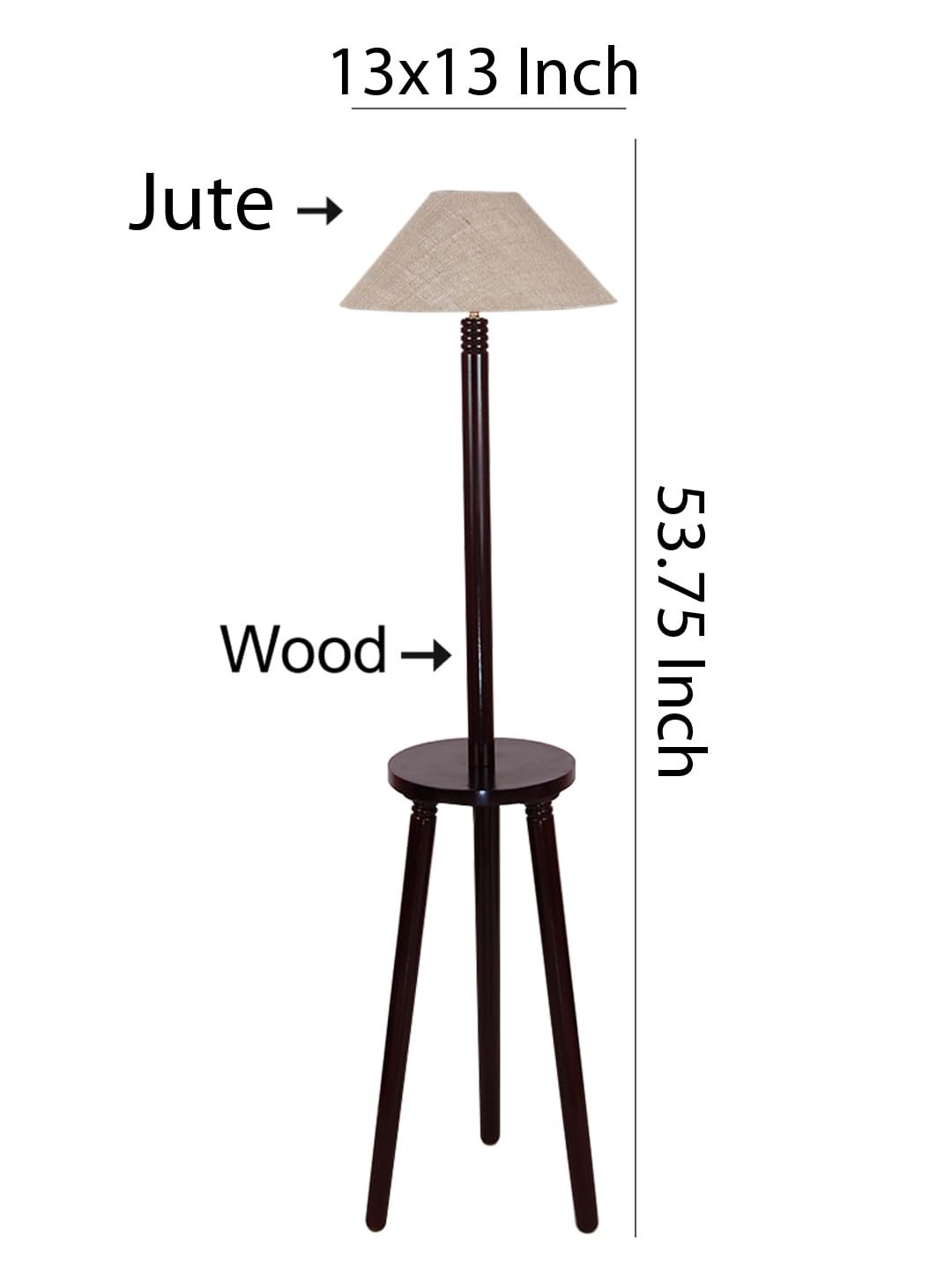 Beige Jute Coolie Floor Lamp -45-(13x53.75 Inches)-Tripod Brown