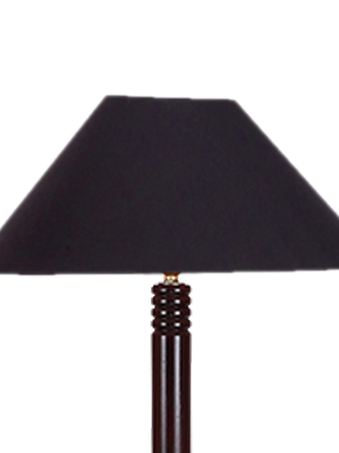 Black Cotton Coolie Floor Lamp -48(13x53.75 inches)-Tripod Brown