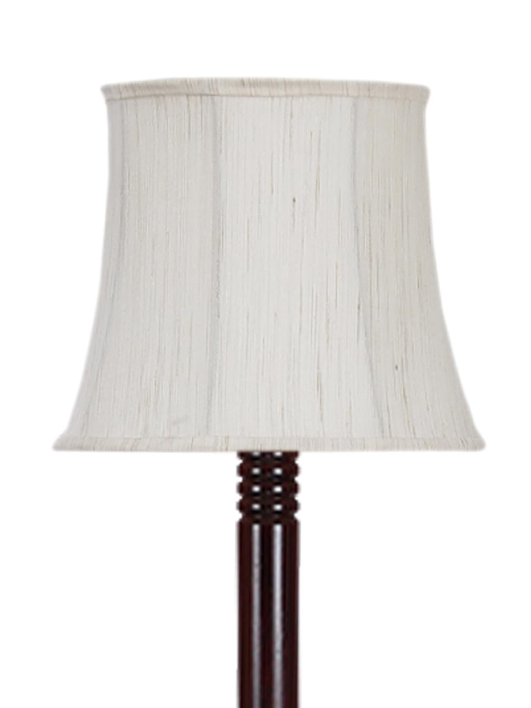 Soft Back Cotton Off-White Wooden Floor Lamp -53(12x56 Inches)-Tripod Brown