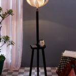Beige Bamboo Lotus Wooden Floor lamp -54(12×56 Inches)-Tripod Brown
