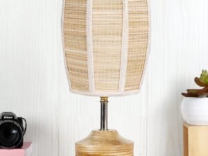 Wood Table lamp with Bamboo Shade(20)