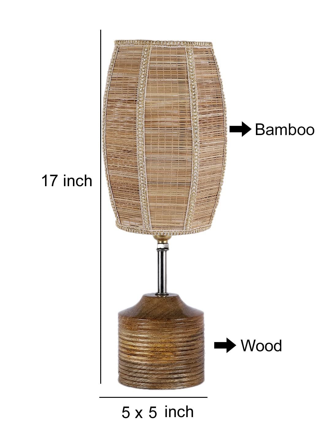 Wood Table lamp with Bamboo Shade(20)