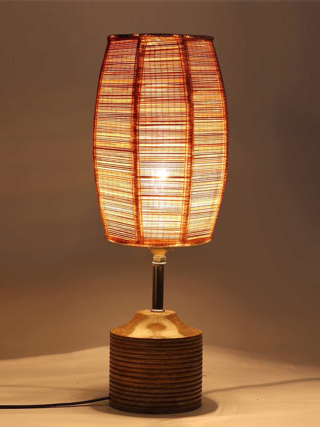 Wood Table lamp with Bamboo Shade(20)