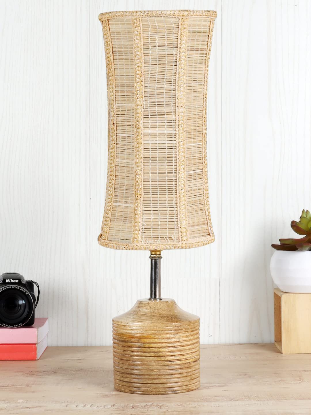 Wood Table lamp with Bamboo Shade(21)