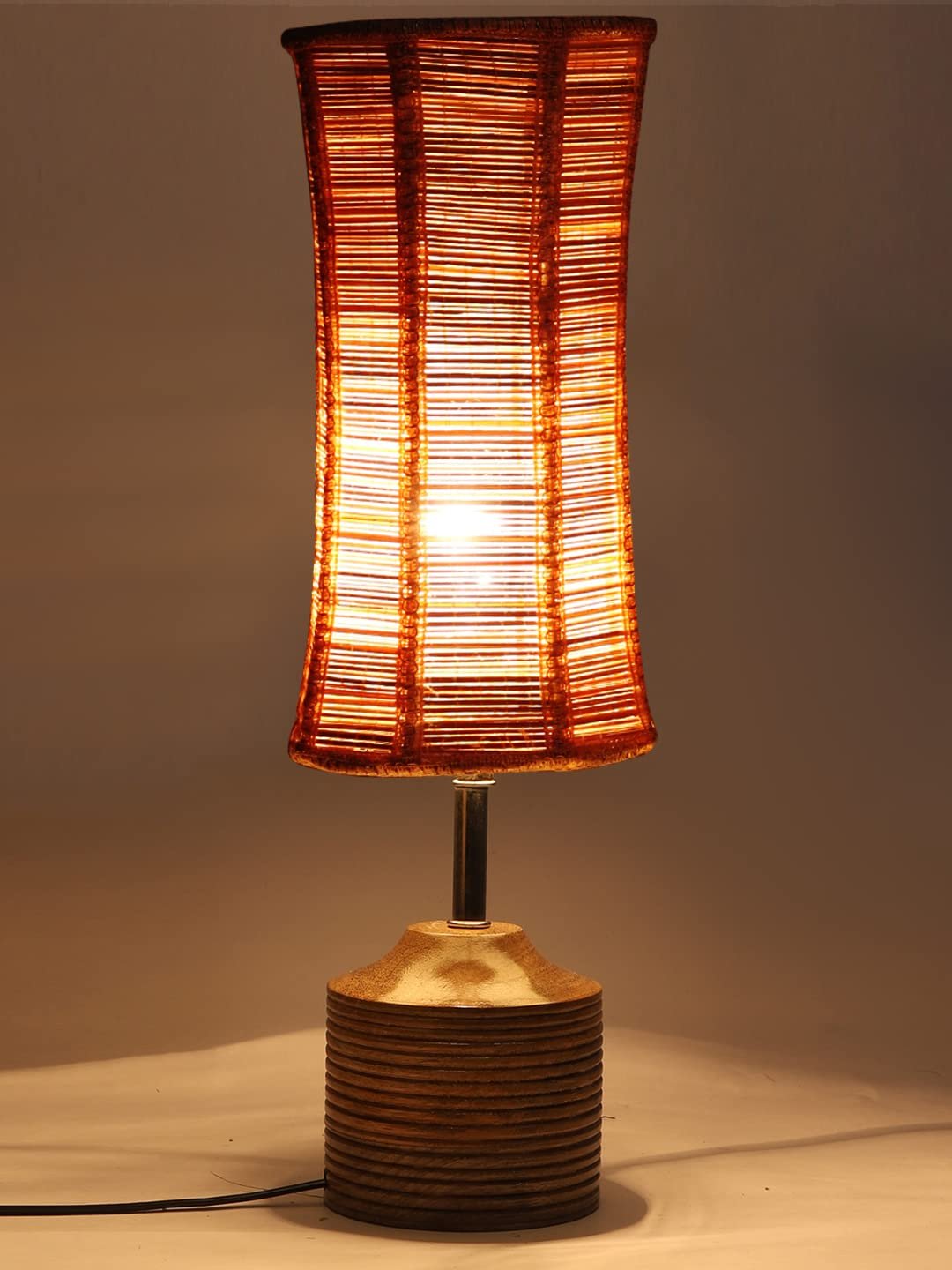 Wood Table lamp with Bamboo Shade(21)