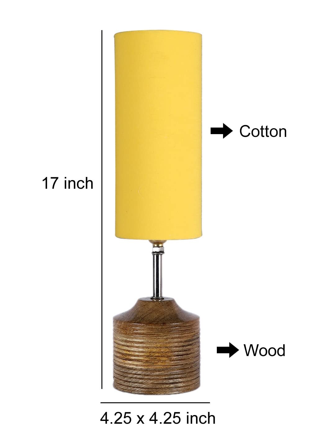 Wood Table lamp with Yellow Cotton Shade (126)