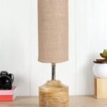 Wood Table lamp with Beige Jute Shade(29)