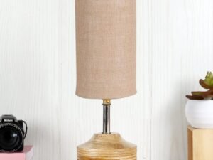 Wood Table lamp with Beige Jute Shade(29)