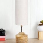 Wood Table lamp with White Jute Shade(30)