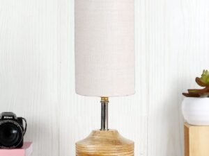 Wood Table lamp with White Jute Shade(30)