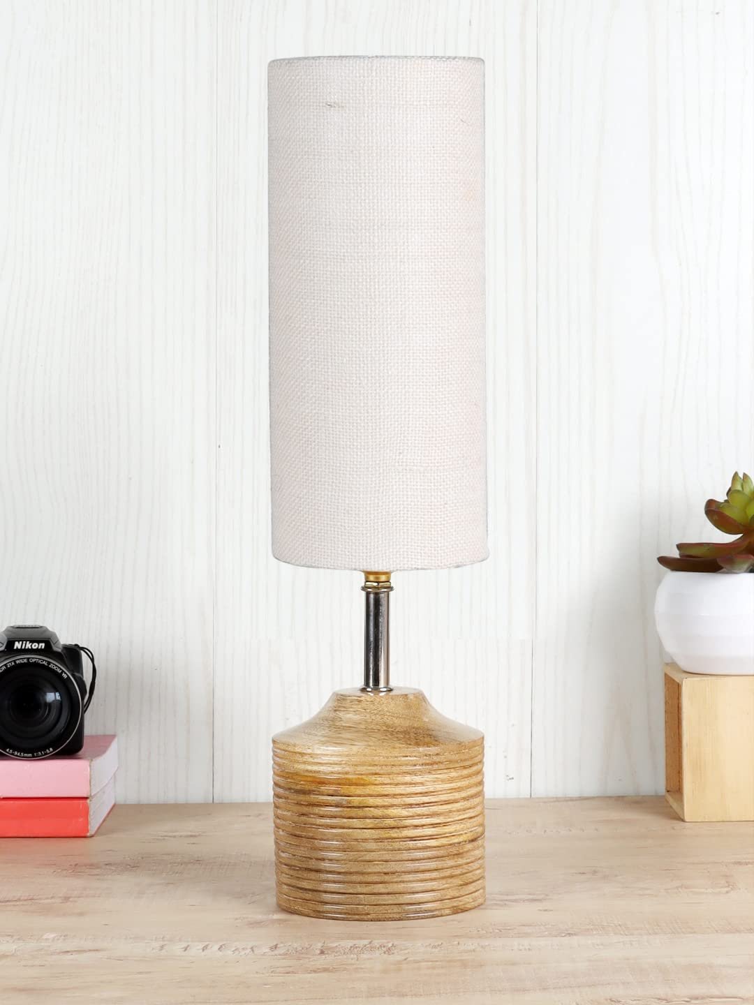 Wood Table lamp with White Jute Shade(30)