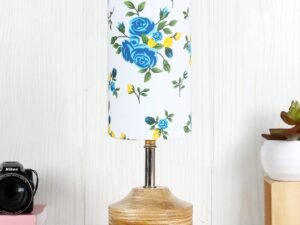 Wood Table lamp with Multicolor Cotton Shade (35)