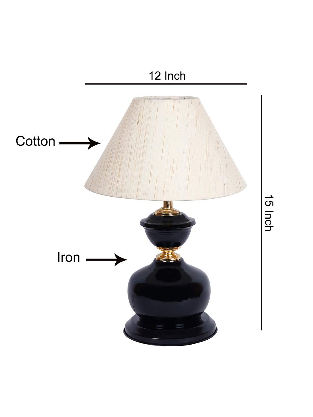 Off-White Cotton Table lamp with Black Base