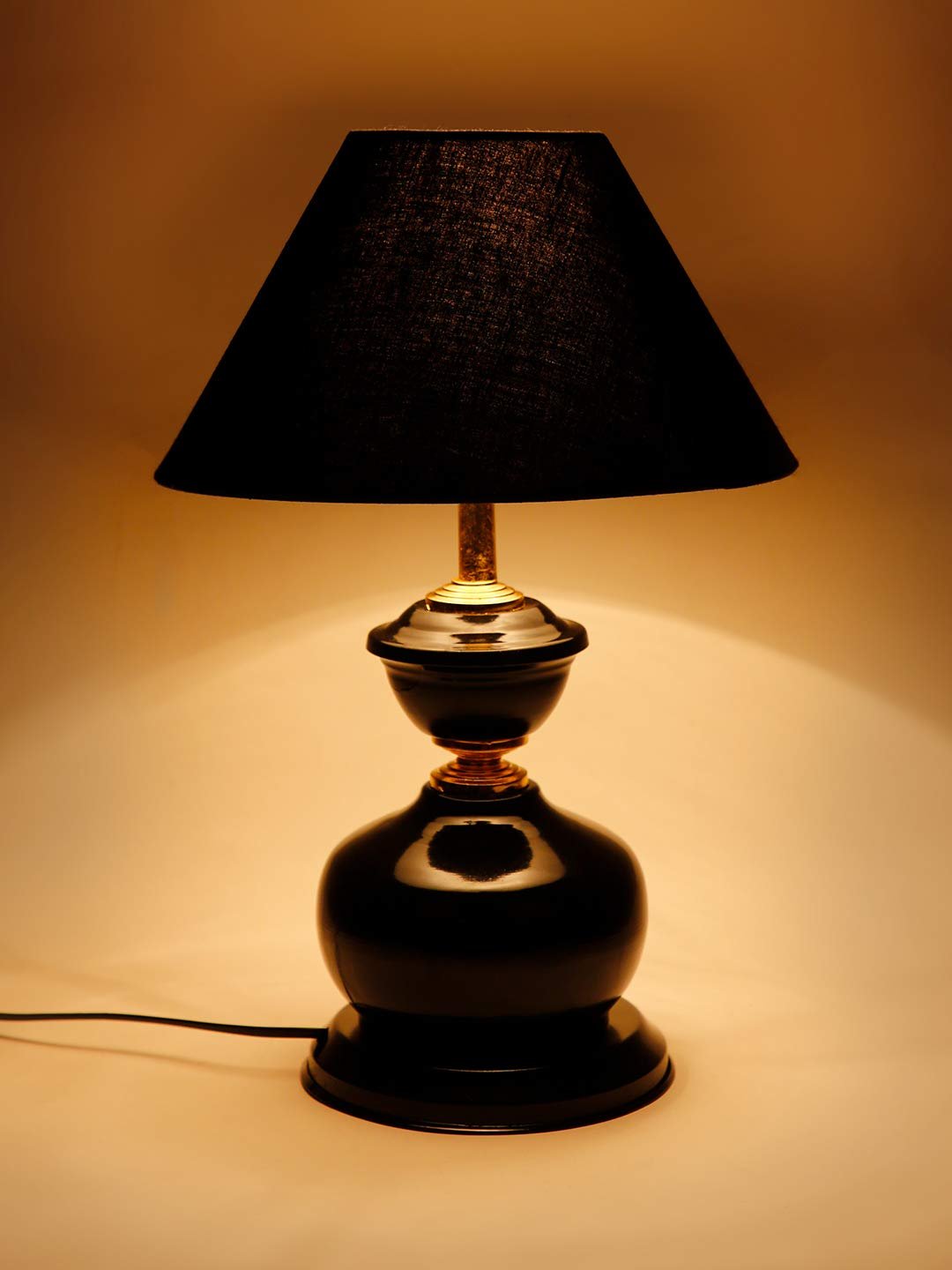 Black Cotton Table lamp with Black Base