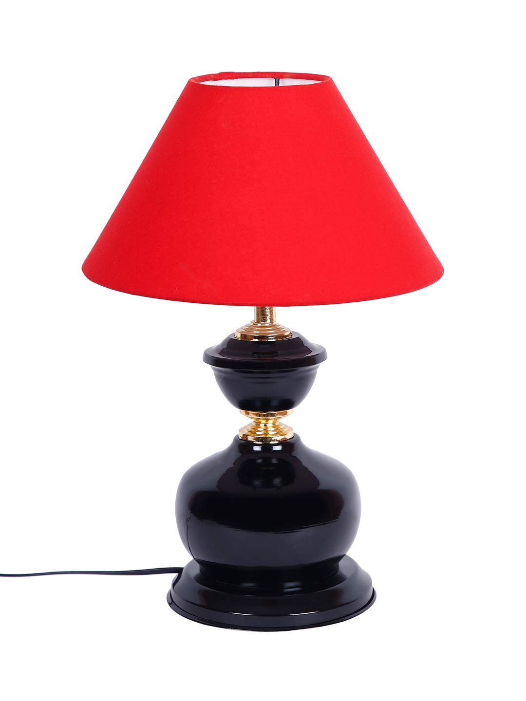 Red Cotton Table lamp with Black Base