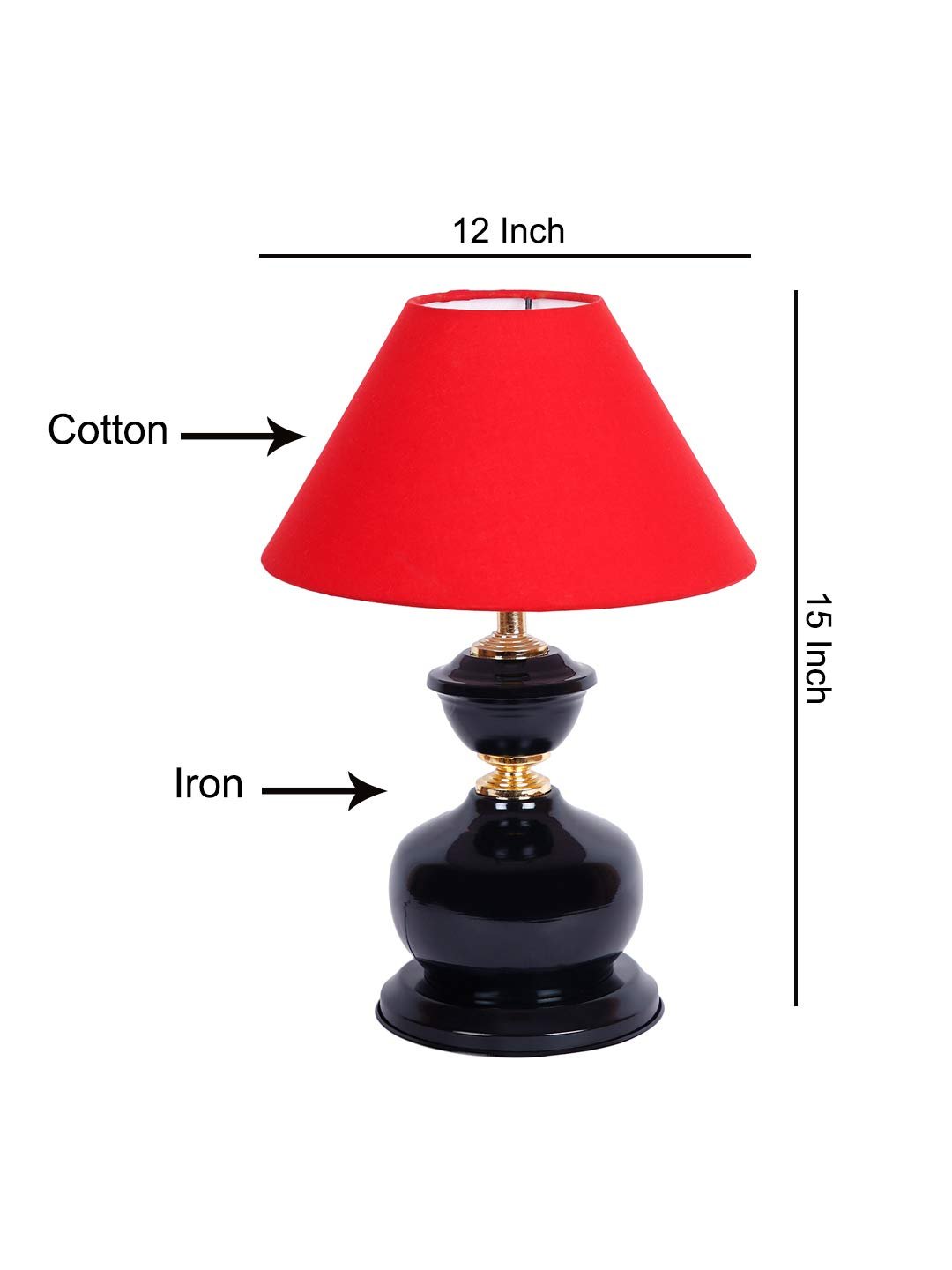 Red Cotton Table lamp with Black Base