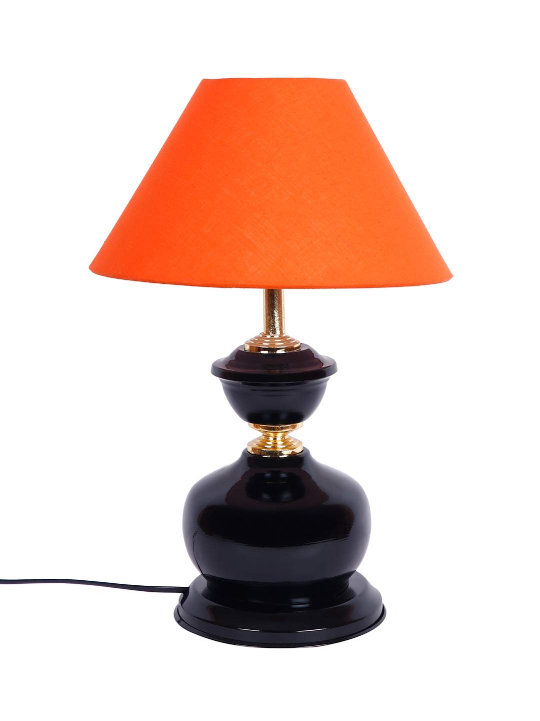 Orange Cotton Table lamp with Black Base