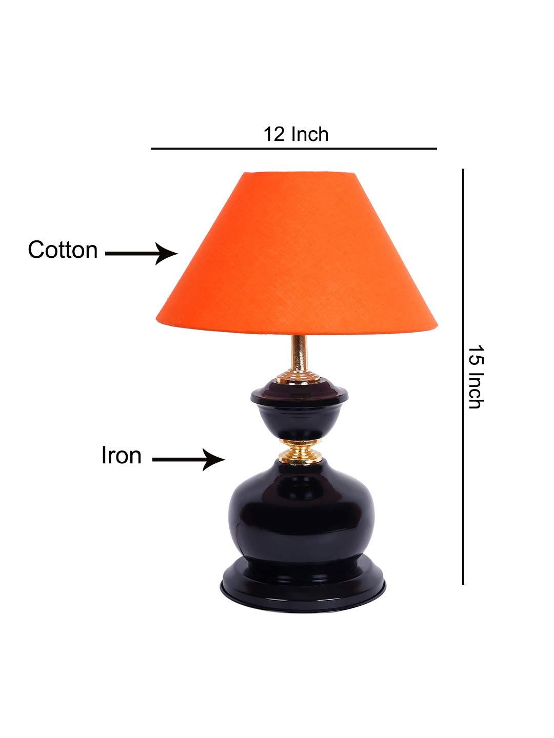 Orange Cotton Table lamp with Black Base
