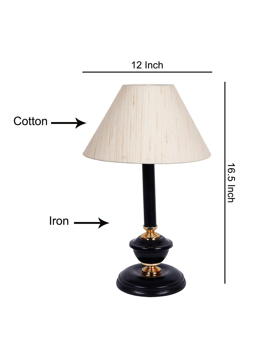 Off-White Cotton Table lamp with Black Base