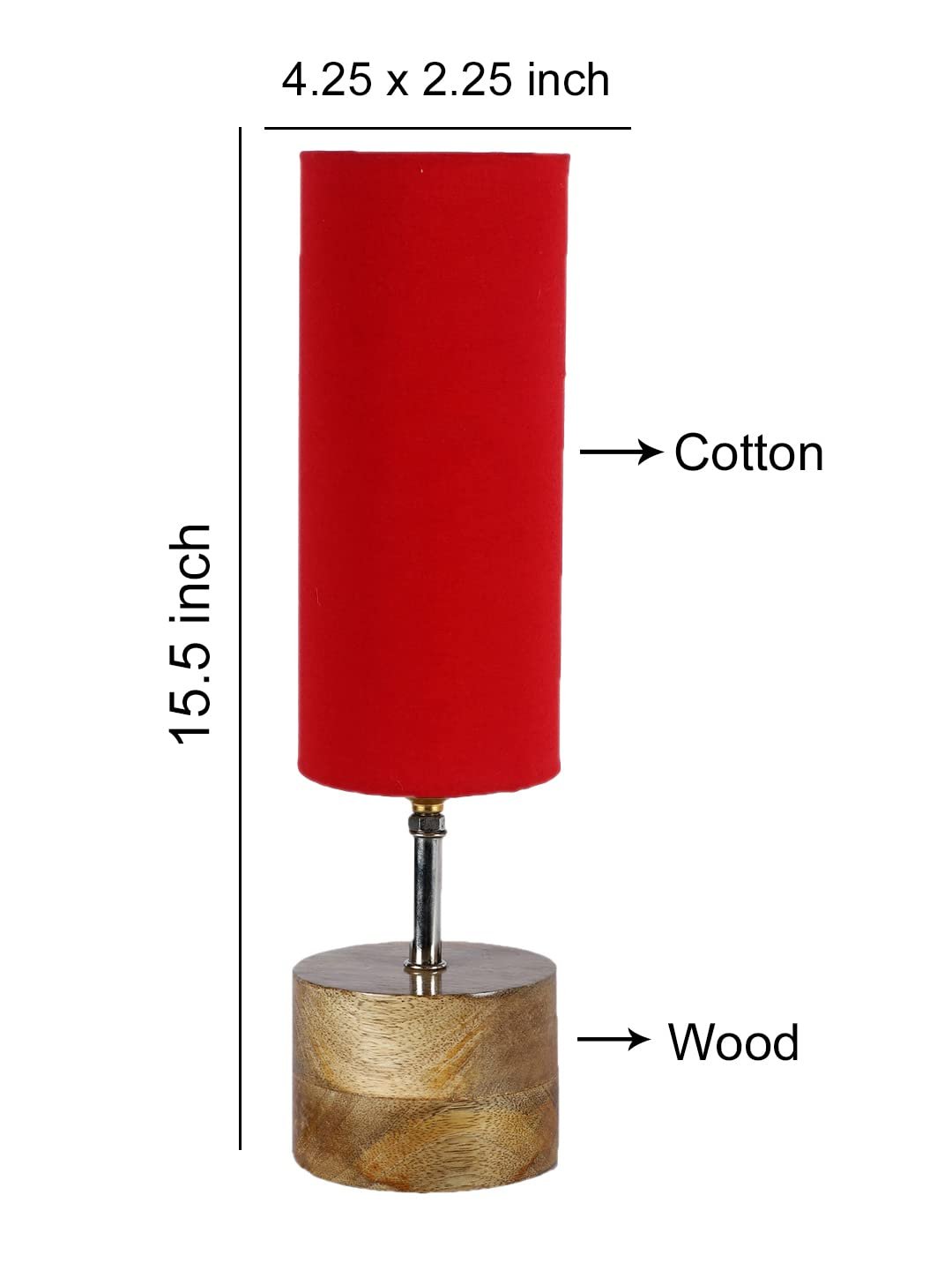 Red Cotton Shade with Wood lamp Base(784549)