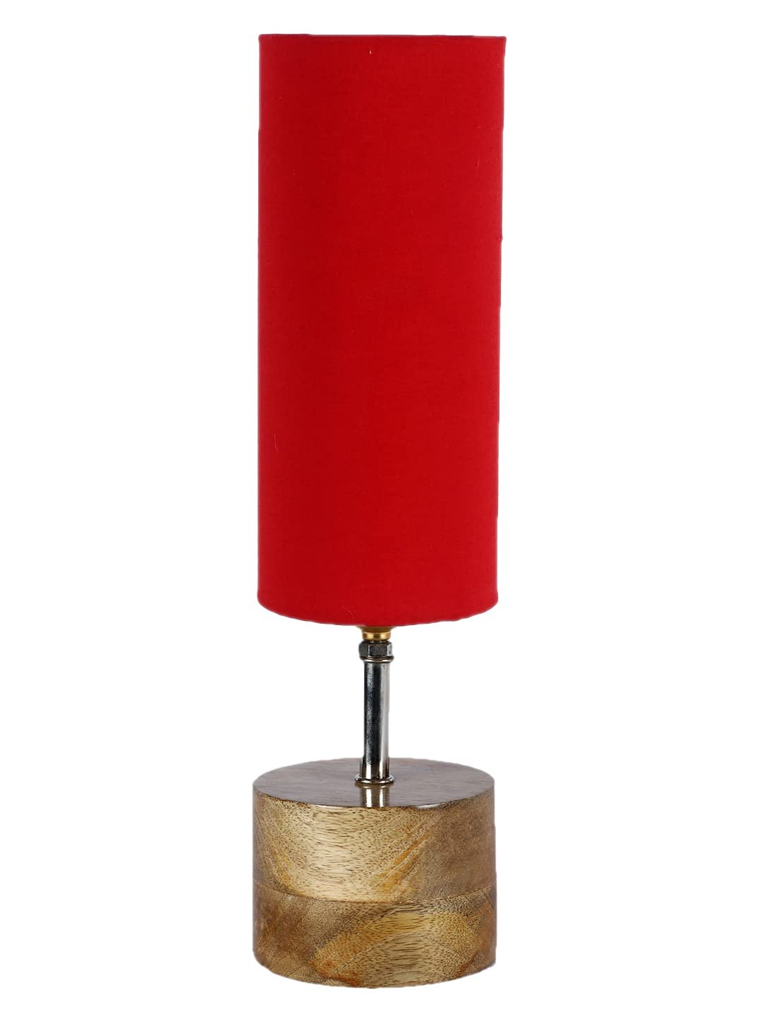 Red Cotton Shade with Wood lamp Base(784549)