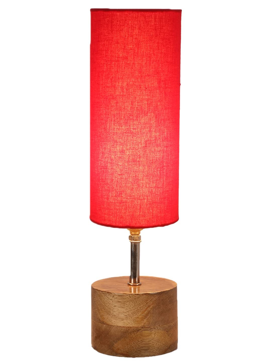 Red Cotton Shade with Wood lamp Base(784549)
