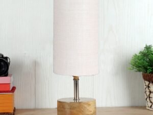 White Jute Shade with Wood lamp Base(010)