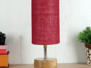Maroon Jute Shade with Wood lamp Base(098)