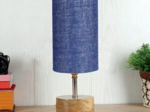 Blue Jute Shade with Wood lamp Base(097)