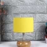 Yellow Cotton Shade with Wood lamp Base(AJ)