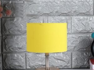 Yellow Cotton Shade with Wood lamp Base(AJ)