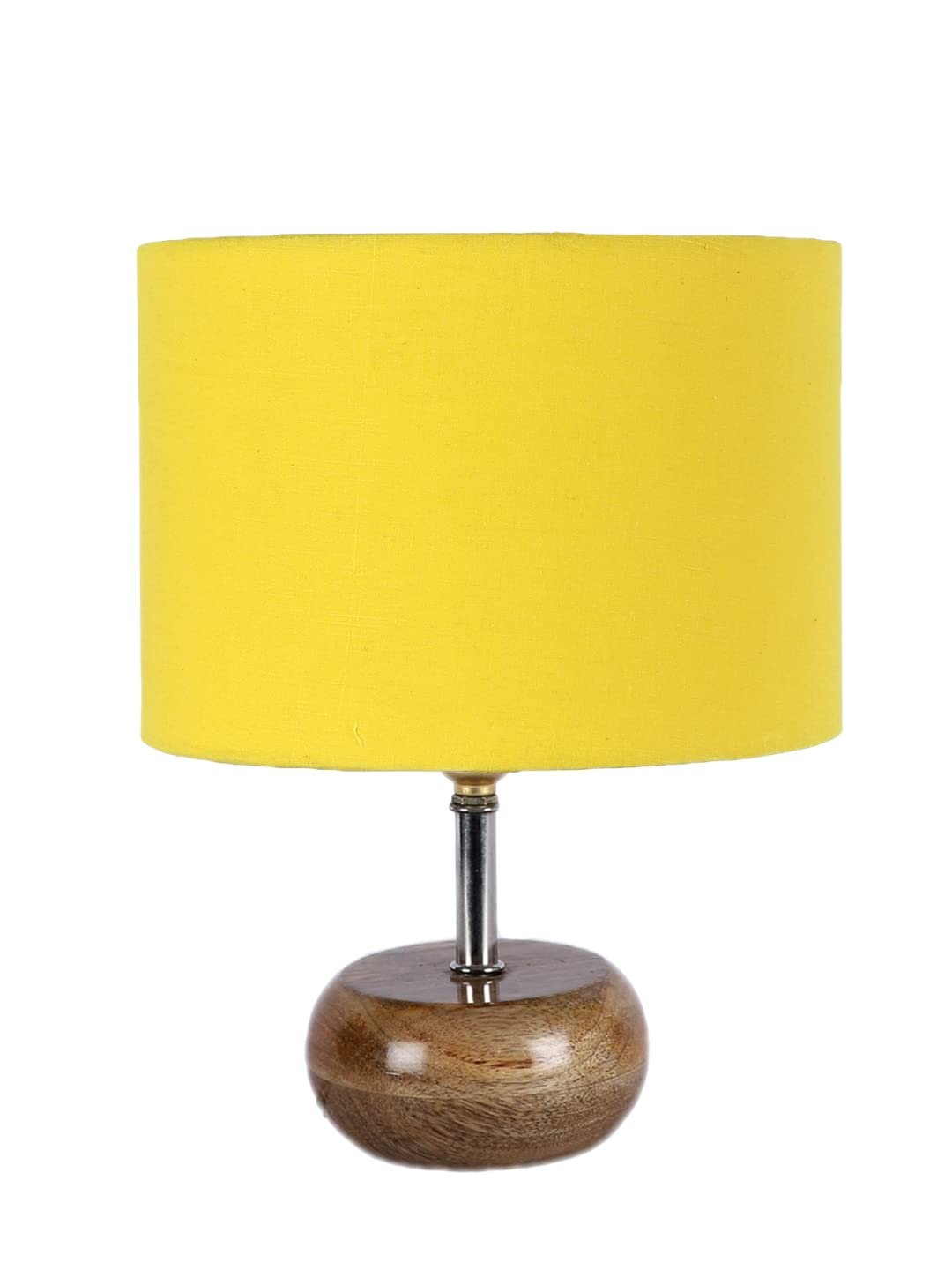 Yellow Cotton Shade with Wood lamp Base(AJ)