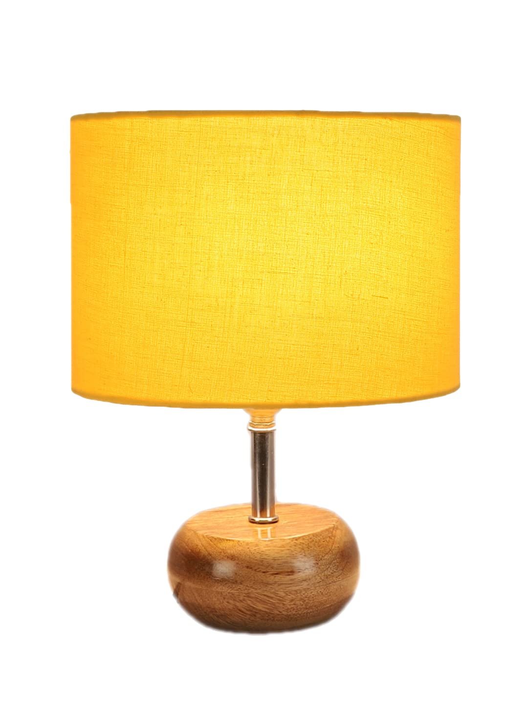 Yellow Cotton Shade with Wood lamp Base(AJ)