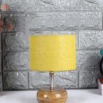 Yellow Jute Shade with with Wood lamp Base .(KK4545)