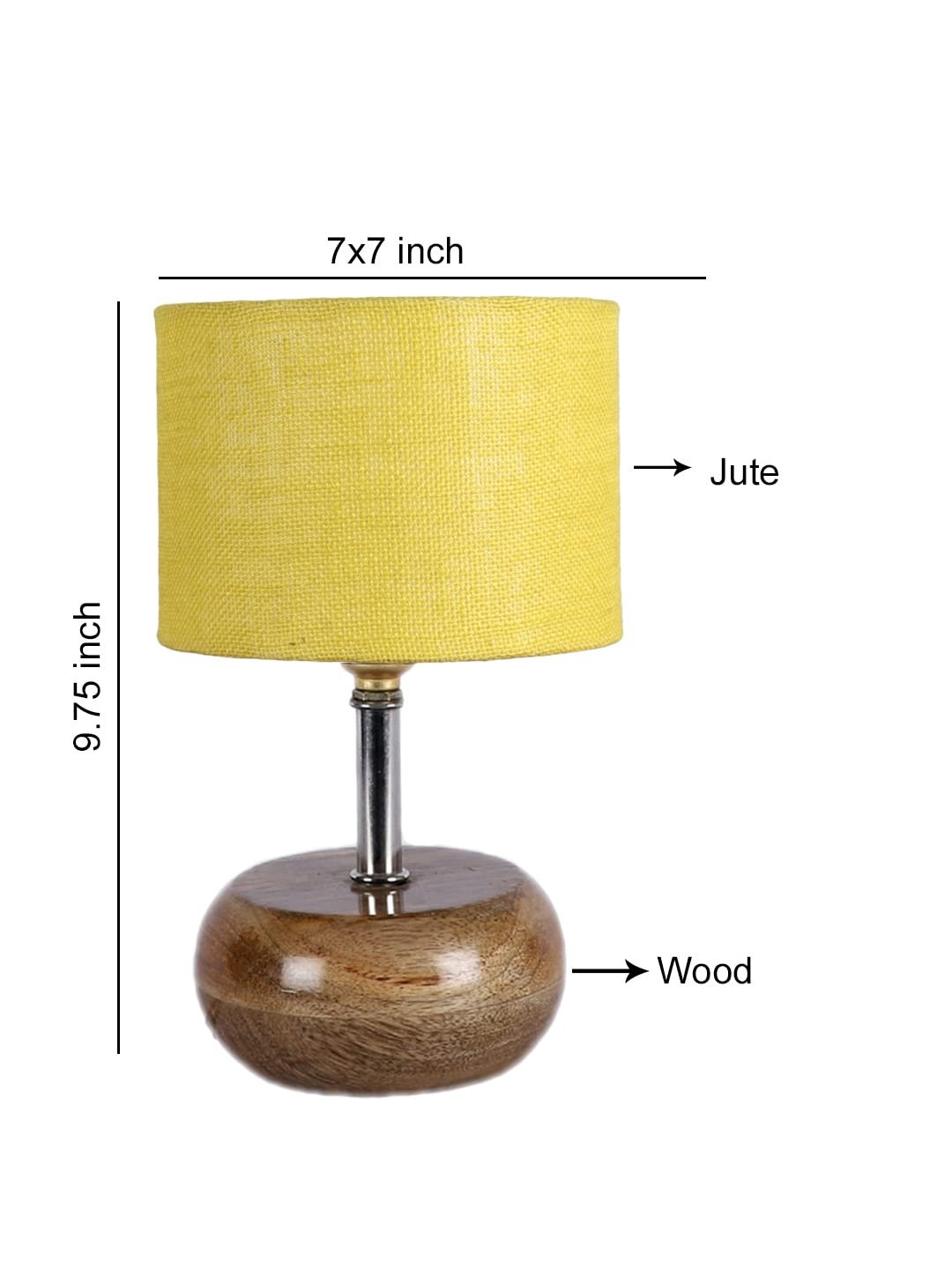 Yellow Jute Shade with with Wood lamp Base .(KK4545)