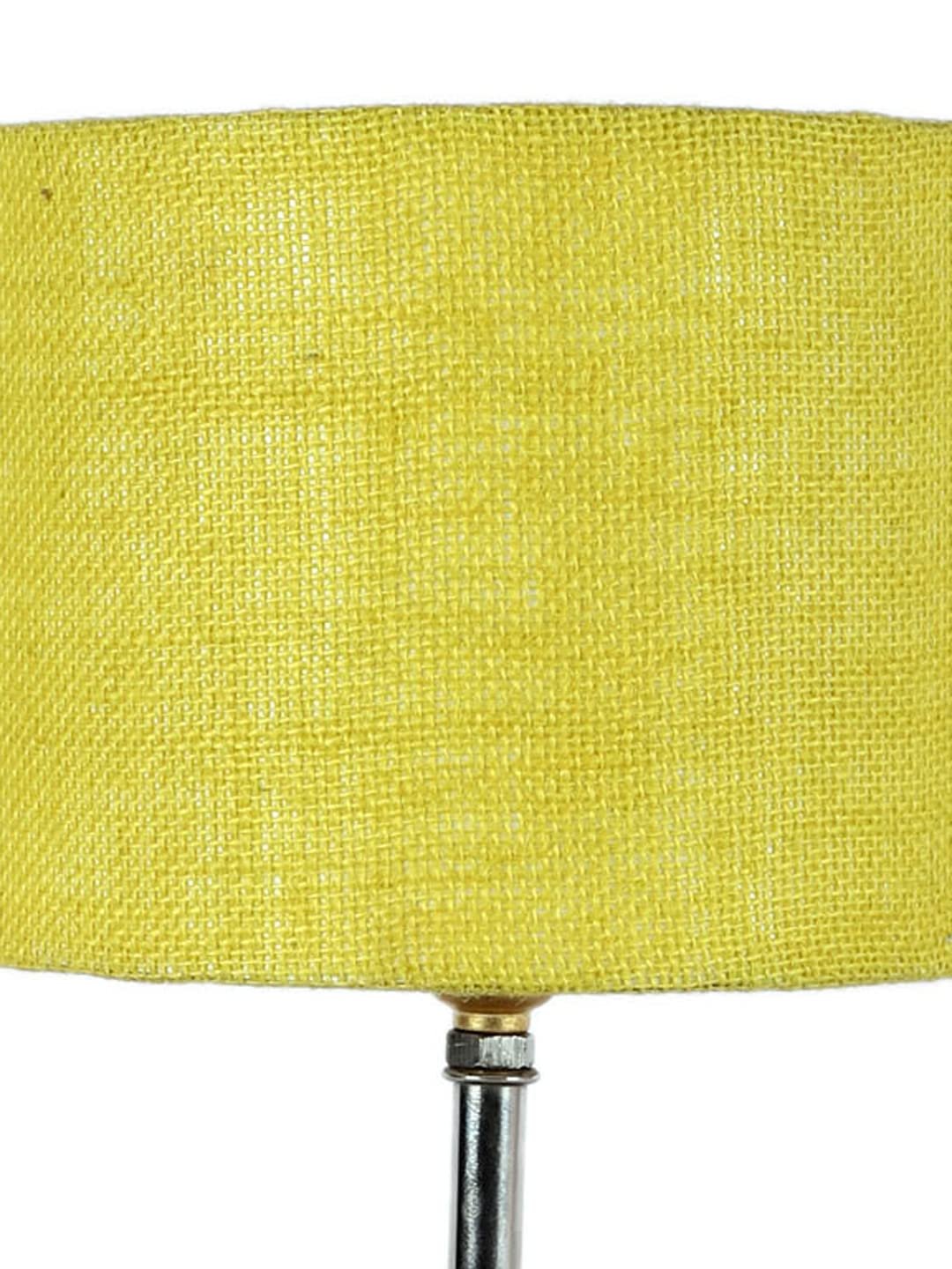 Yellow Jute Shade with with Wood lamp Base .(KK4545)